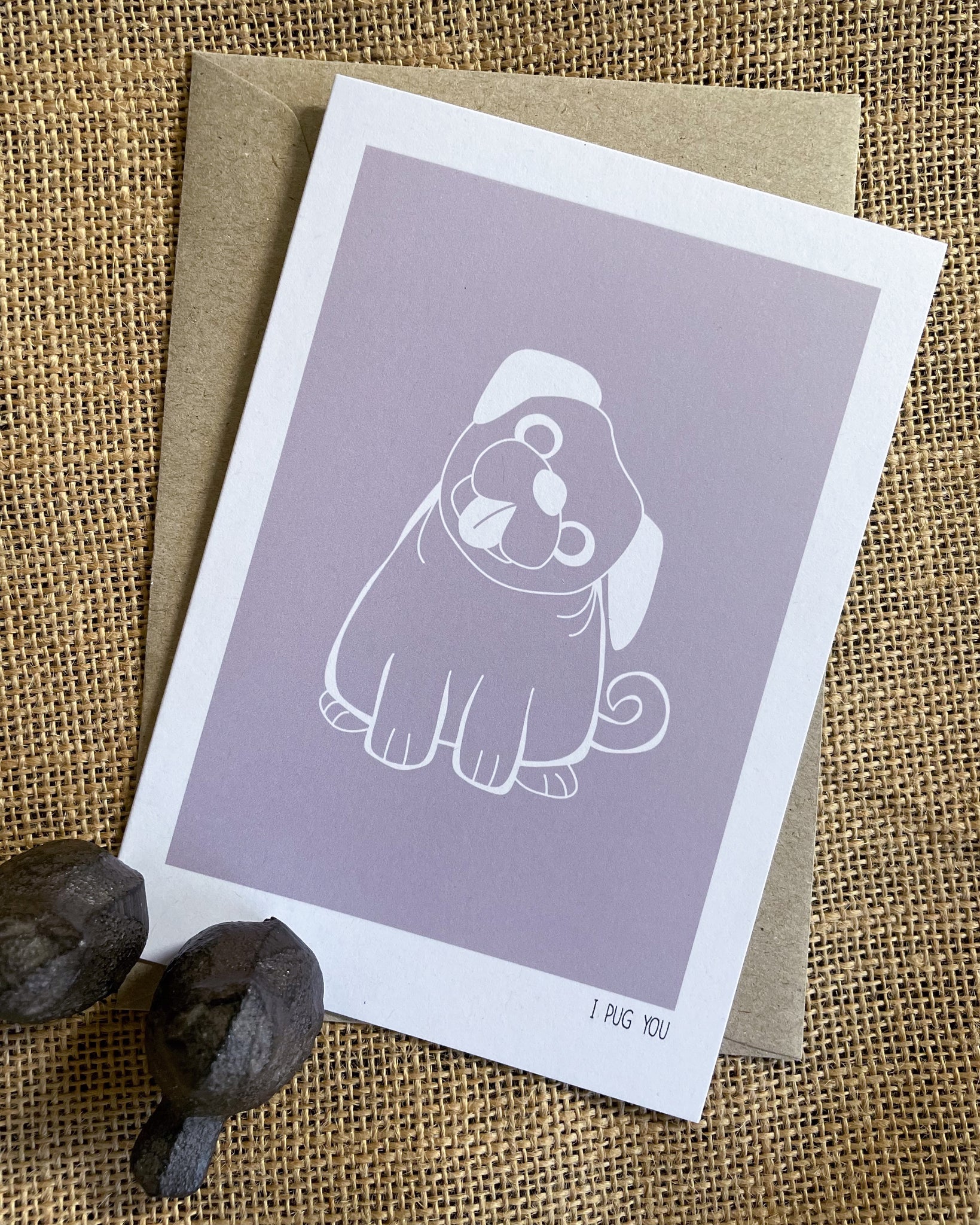 Greeting card (Boy with Art) - I Pug You